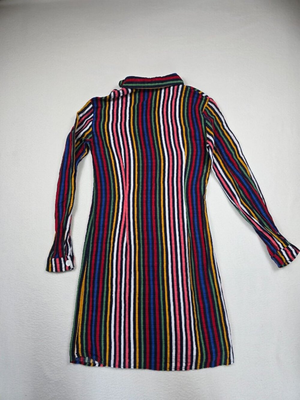 Studio F XS Multicolor Striped Button-Down Long-Sleeve Shirt Dress With Pockets - Picture 4 of 6